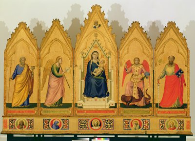 Polyptychon der Jungfrau und des Kindes flankiert von Heiligen, 1333-34 von Giotto di Bondone